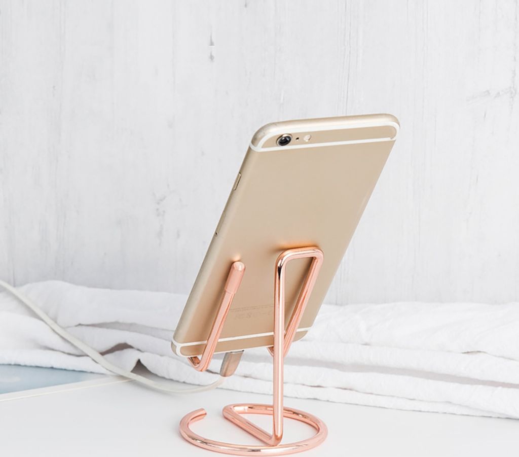 Telefonhalter starker Lagerkapazität Multifunktional Electroplated Desk Smart Phone Tablet Lazy Bracket zum Fernsehen-Roségold