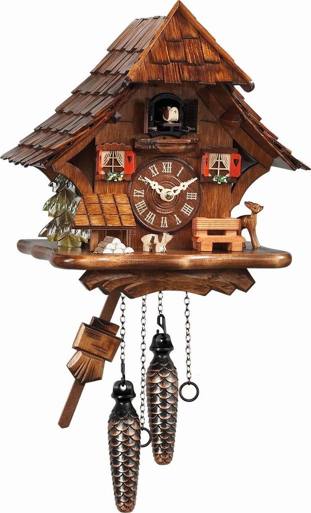 Engstler - 492_QM - Kuckucksuhr - Quarz - Walnussholz - mit Musik - 27 cm