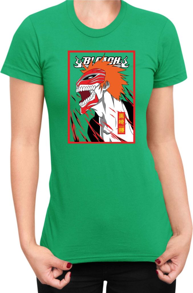 Damen T-Shirt Manga Japan Anime Comics Animation Bleach 002, Lady XL / Grün