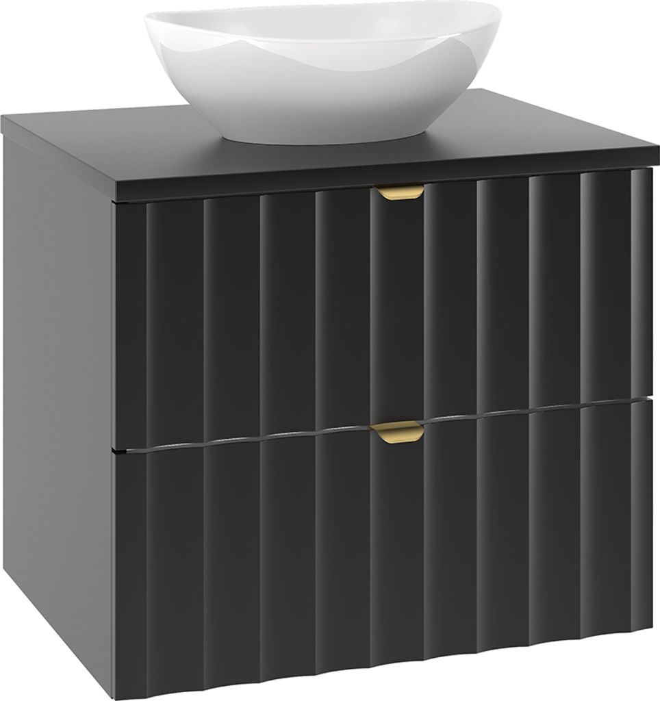 Waschtisch 60.6cm Lexa mit 2 Schubladen, Schwarz