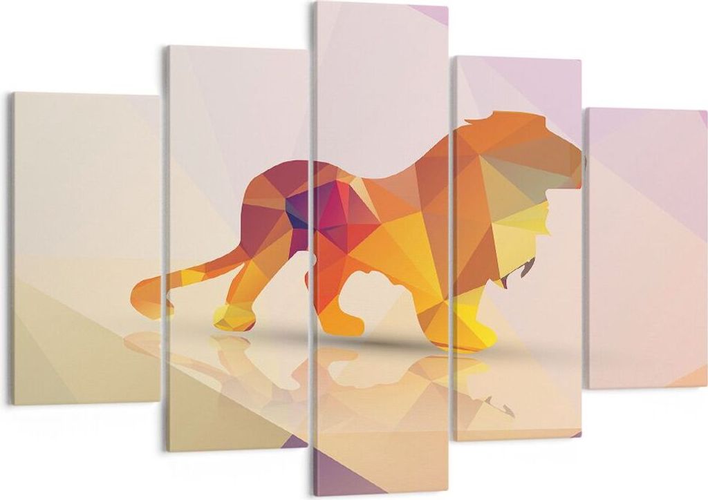 Bild auf Leinwand - Leinwandbild - Löwe Illustration modern - 150x100cm - Wand Bild - Wanddeko - Leinwanddruck - Bilder - Kunstdruck - Wanddekorat...