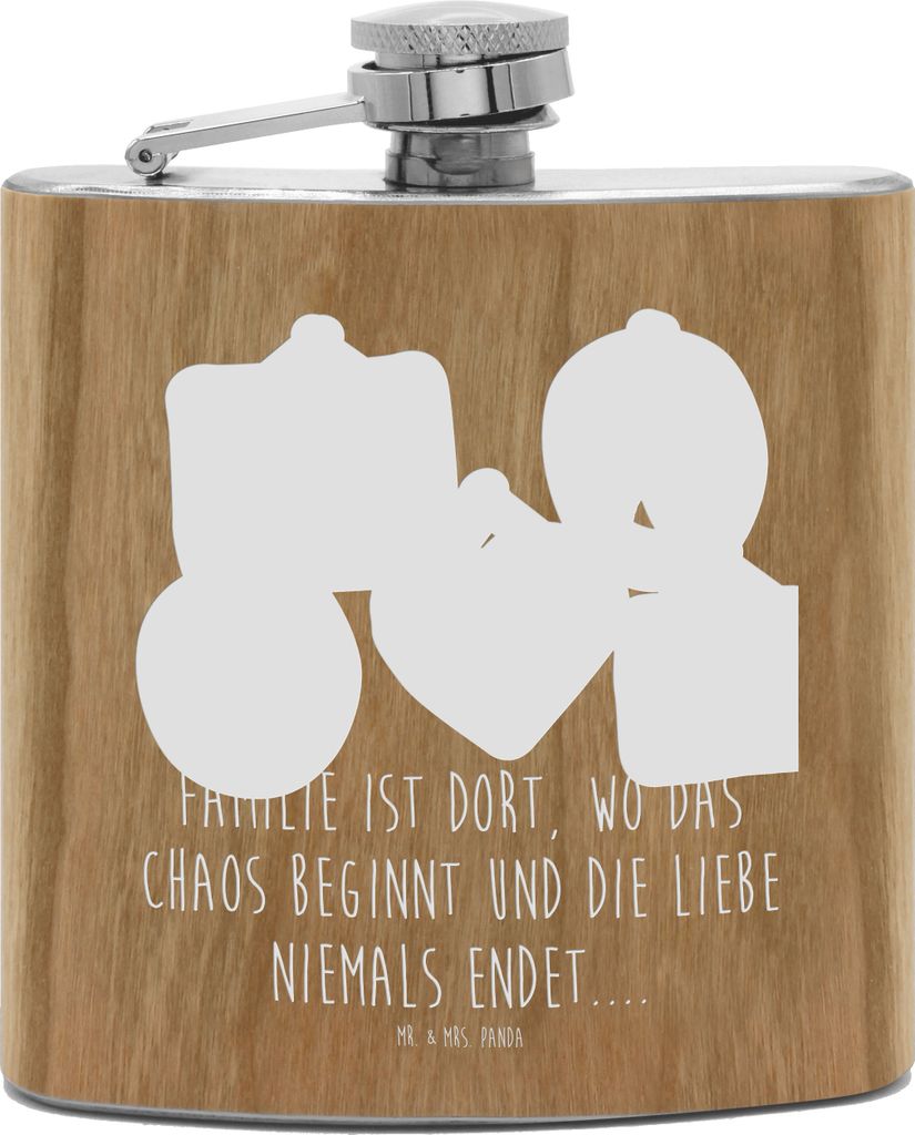 Mr. & Mrs. Panda Flachmann Igel Familie - Transparent - Geschenk, schnapsflasche, feldflasche, Mama, Bilder, Edelstahl, Liebe, Papa, Hip Flask, Aus