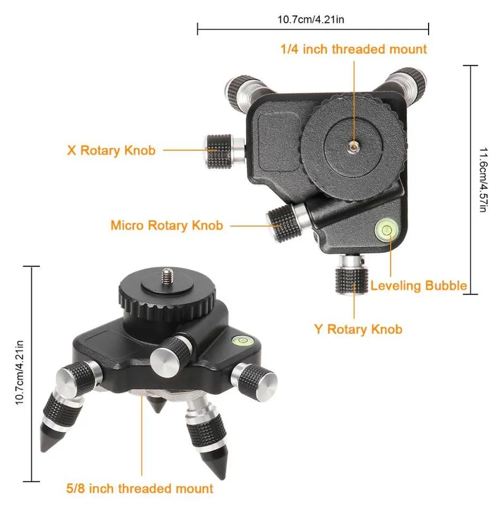 Embase rotative pour niveau laser avec réglage micrométrique ajustable