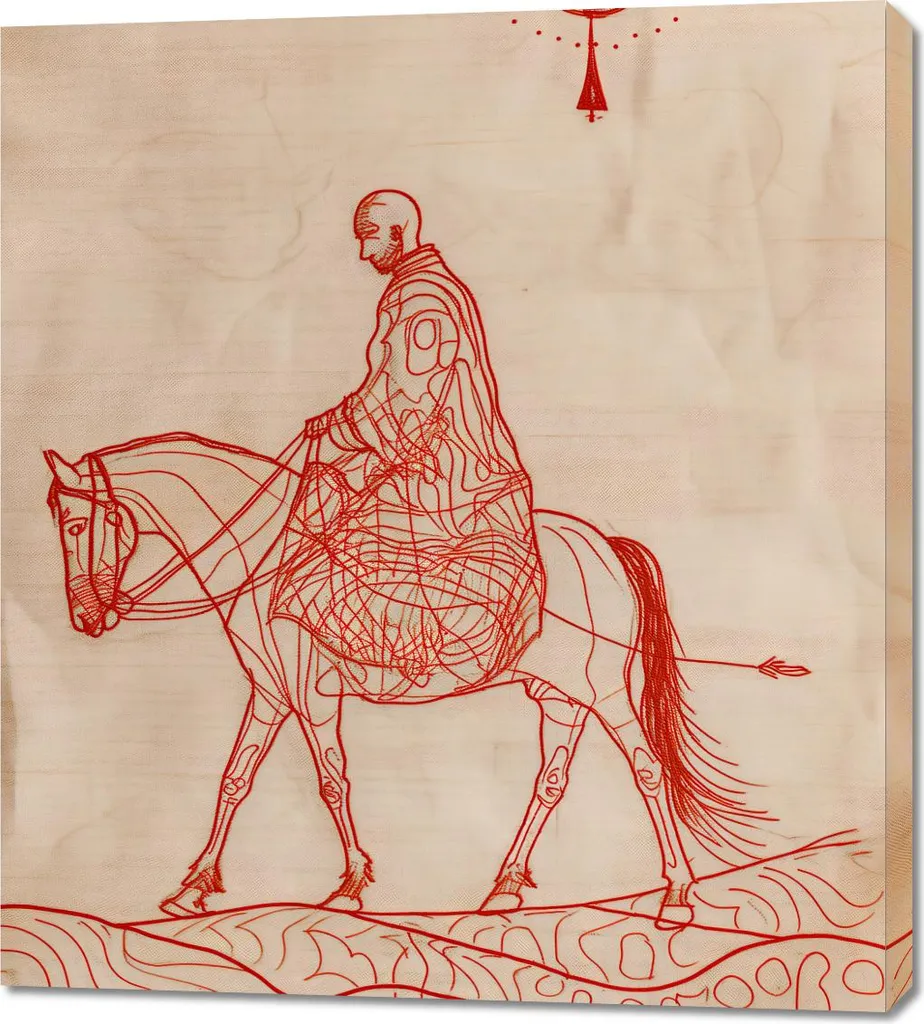 Quadro 90x100 cm Cavaliere e Cavallo Schizzi - Arte Moderna per Interni - 1