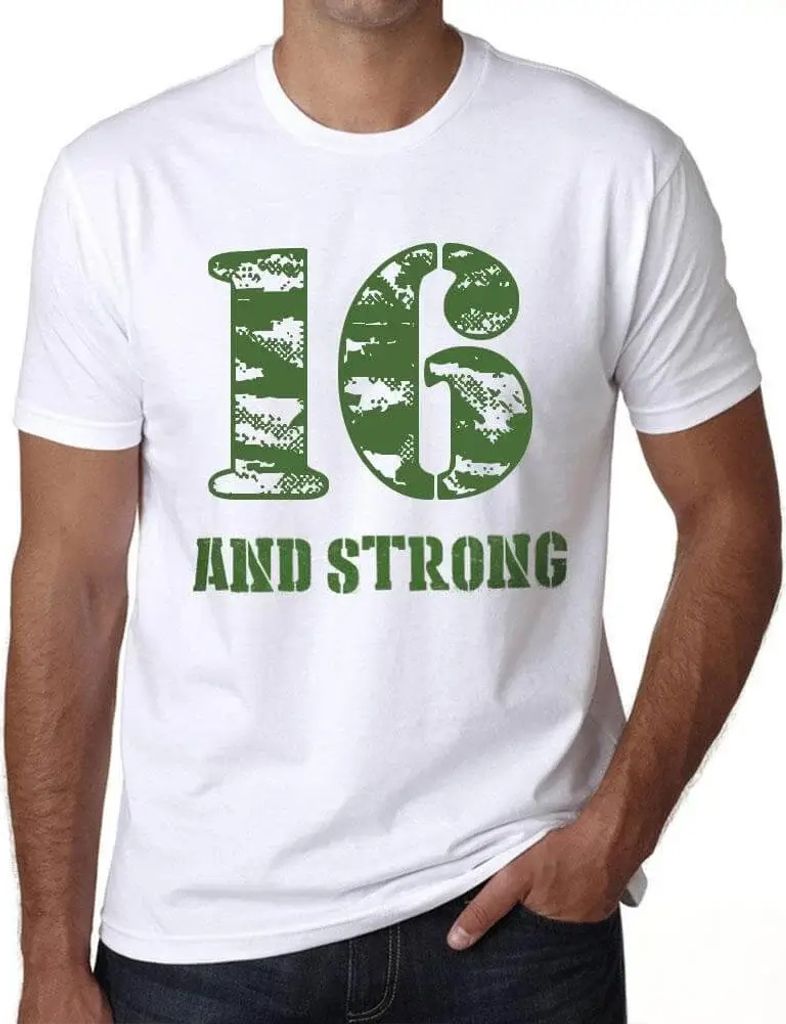 Herren Grafik T-Shirt 16 und stark – 16 And Strong – Geschenk 16. Geburtstag Jahrestag 16 Jahre Jubiläum 16 Jährige Mann Jahrgang 2008 Kurzar...