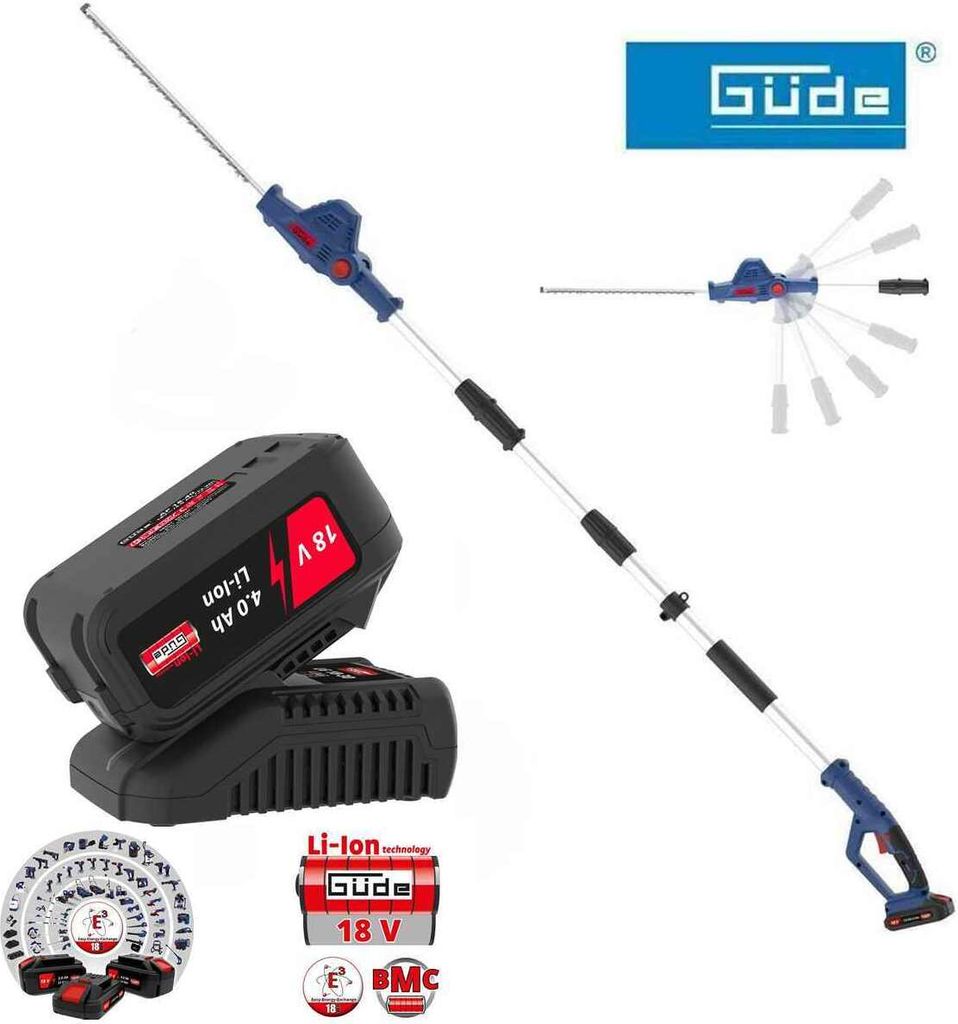 GÜDE Akku Teleskop Heckenschere HST 18 mit Akku 4.0 Ah + Ladegerät 18V