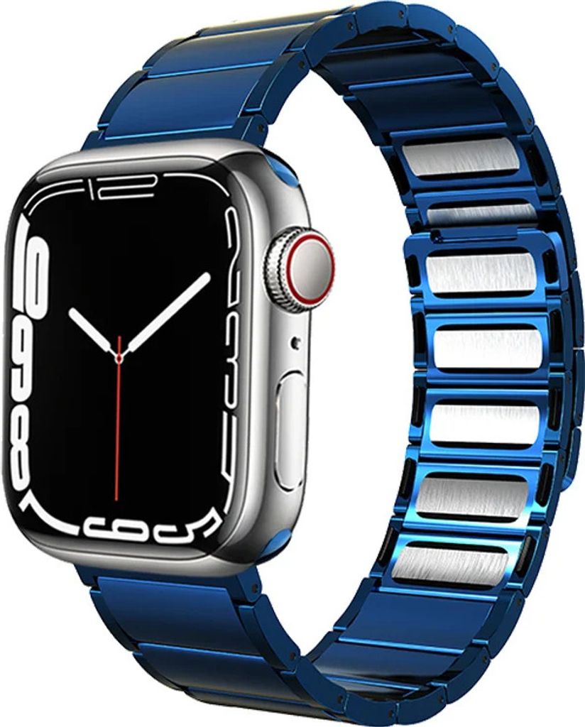 Strap-it Apple Watch Luxus Magnetisches Stahlarmband (Blau)