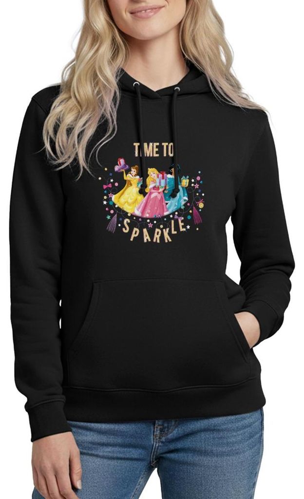 Belle, Aurora & Jasmin Time To Sparkle Damen Hoodie, XXL, Schwarz