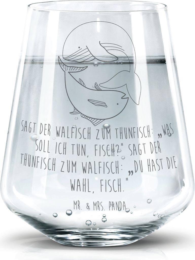 Mr. & Mrs. Panda Glas Walfisch Thunfisch - Transparent - Geschenk, Spruch Des Tages, Trinkgefäß, Witz, Flachwitz, Saftglas, Tumbler, Wahl, Lustig...