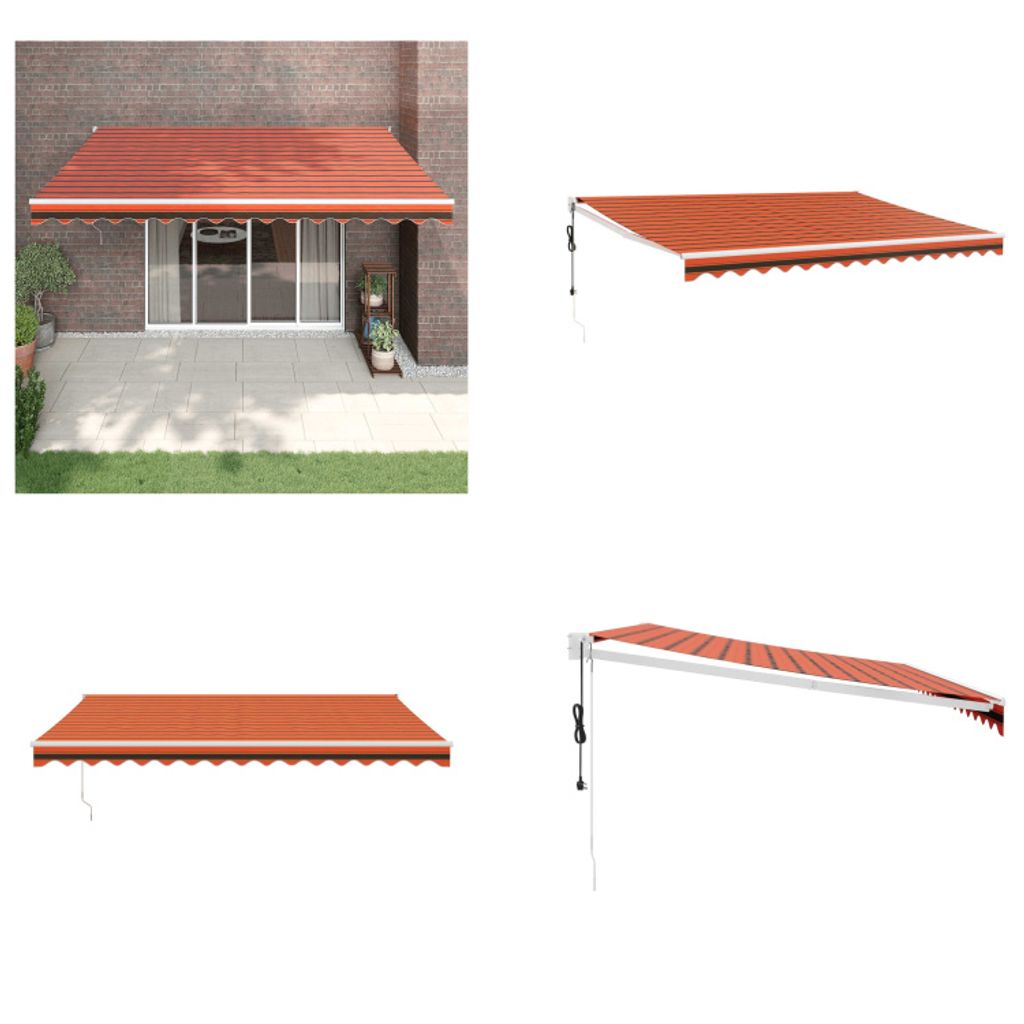 vidaXL Elektrische Markise mit Kurbel Orange und Braun 4x3 m - Markise - Markisen - Markise Ausziehbar - Markise Einziehbar