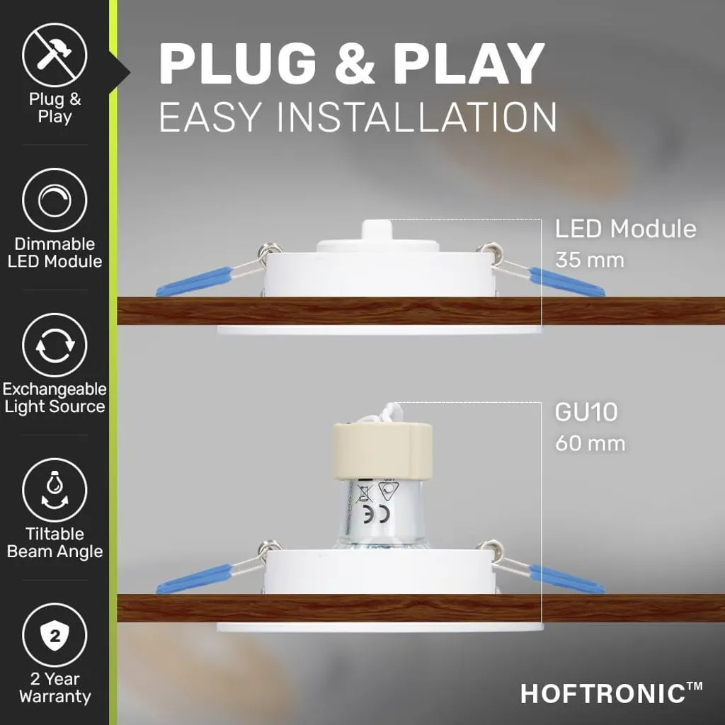 Downlight LED Extra Plat 6W Blanc Inclinable - Éclairage Plafond 2700K - 2