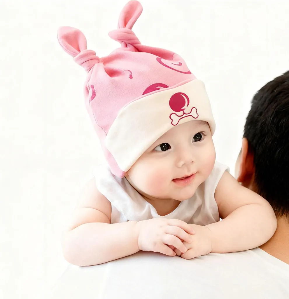 Set Regalo Neonato Cappello e Sciarpa Rosa 3-6 Mesi Primavera