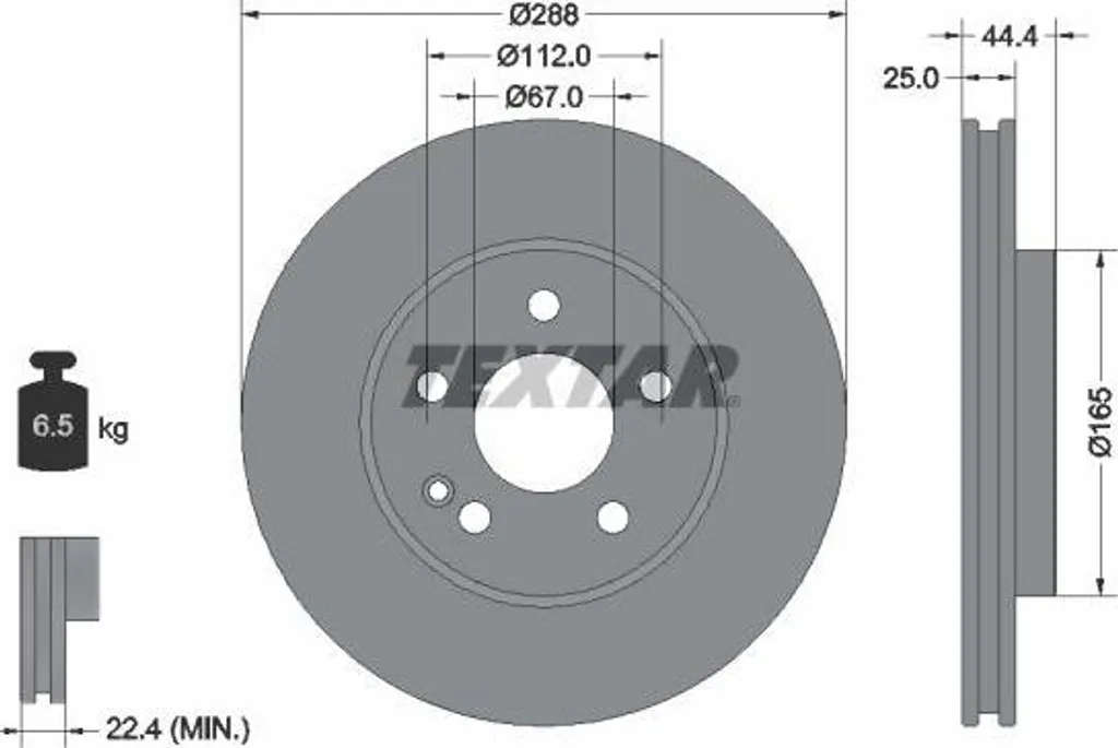 Disque de frein TEXTAR anti-vibration pour Mercedes Classe A W169 et B