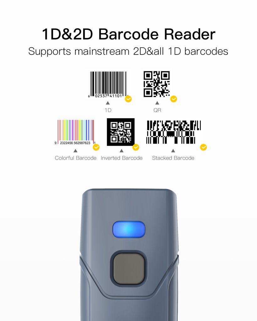 Bildschirm und Display scannen unterstützt Inateck 2D Wireless Barcode Scanner 