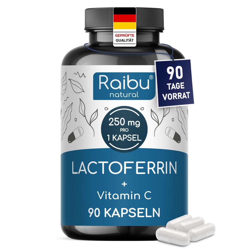 Lactoferrin 250 mg - mit Vitamin C - für Eisenaufnahme & Produktbild 