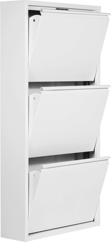 Schuhkipper - B 50 cm - 3 Klappen - Weiß matt - Metall
