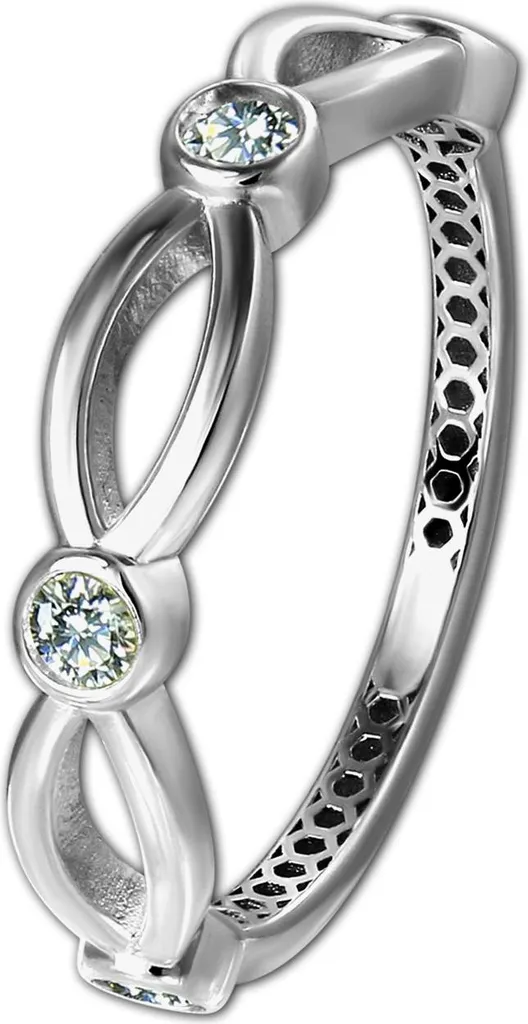 Bague de fiançailles or blanc 333 et zirconium design élégant Gr.54