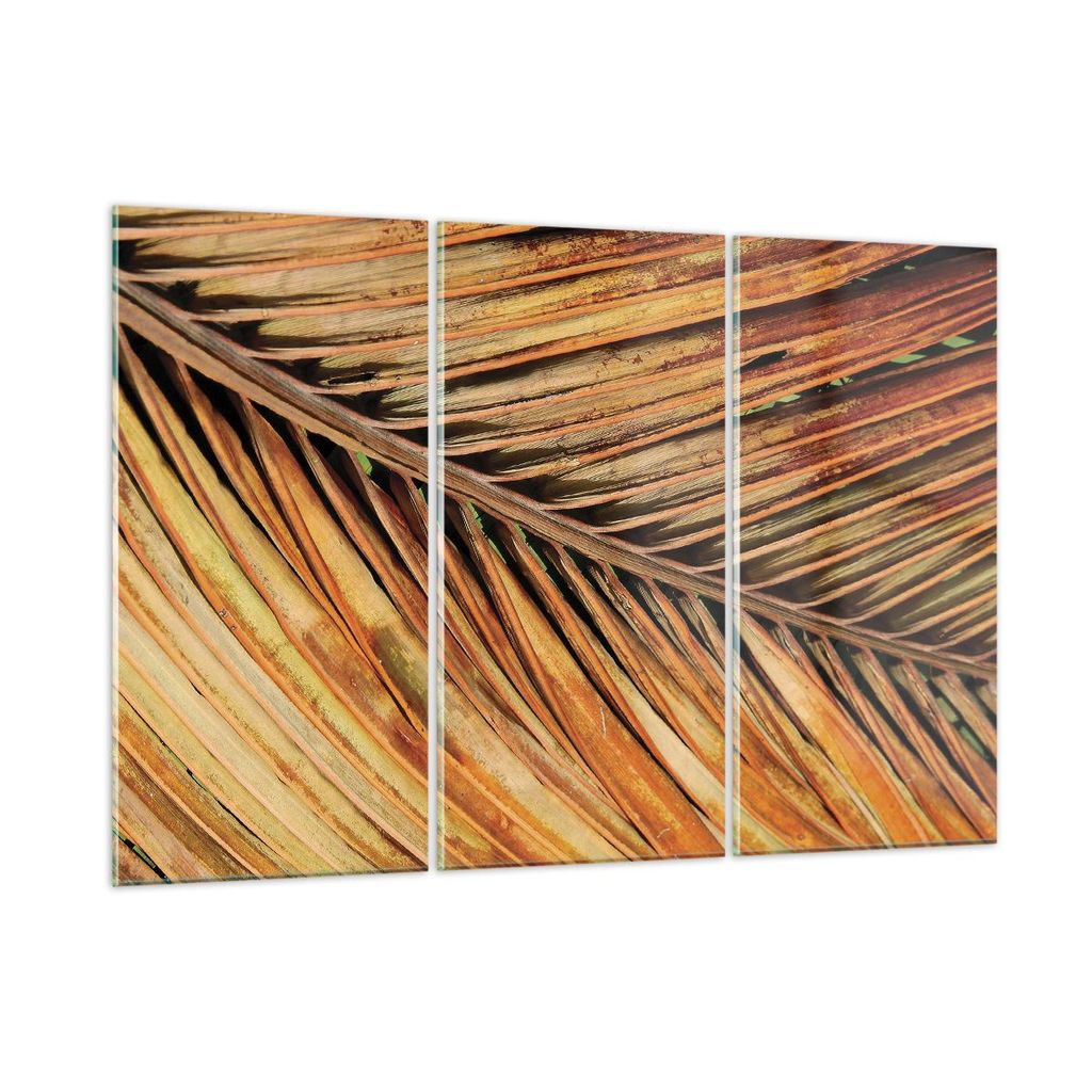 Bilder auf glas - 3 Teile - Orange Blatt Tropisch - 165x110cm - Glasbilder - Wandbilder - Bilder - zum Aufhängen bereit - Wanddekoration aus Glas ...