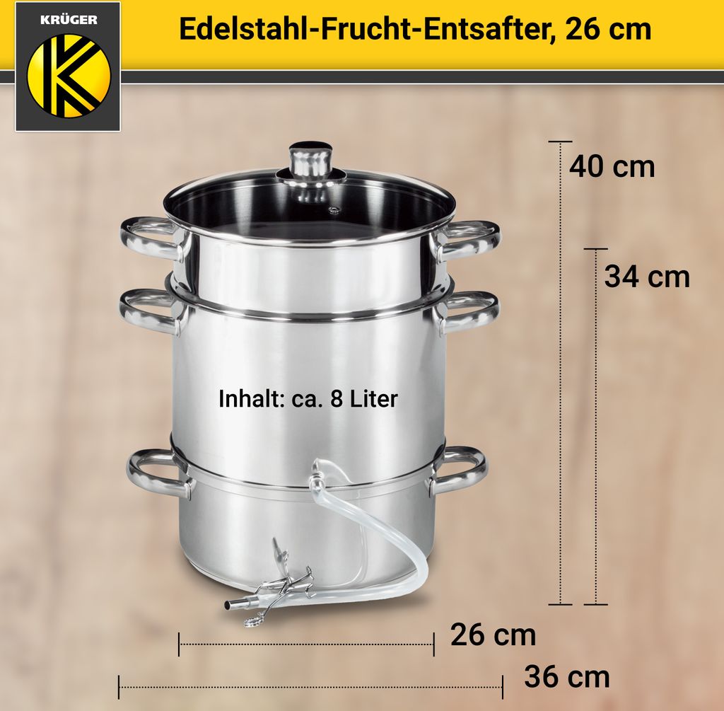 Karl Krüger ES Edelstahl Frucht-Entsafter mit Glasdeckel, Ø Produktbild 6
