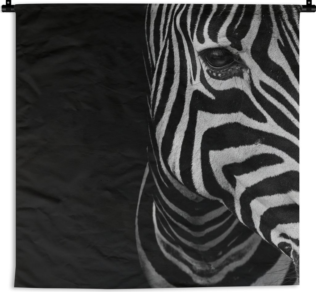 MuchoWow Wandteppich Wandbehang Tiere - Zebra - Schwarz - Weiß 90x90 cm Tapisserie Dekoration Wandtuch - Wandaufhänger
