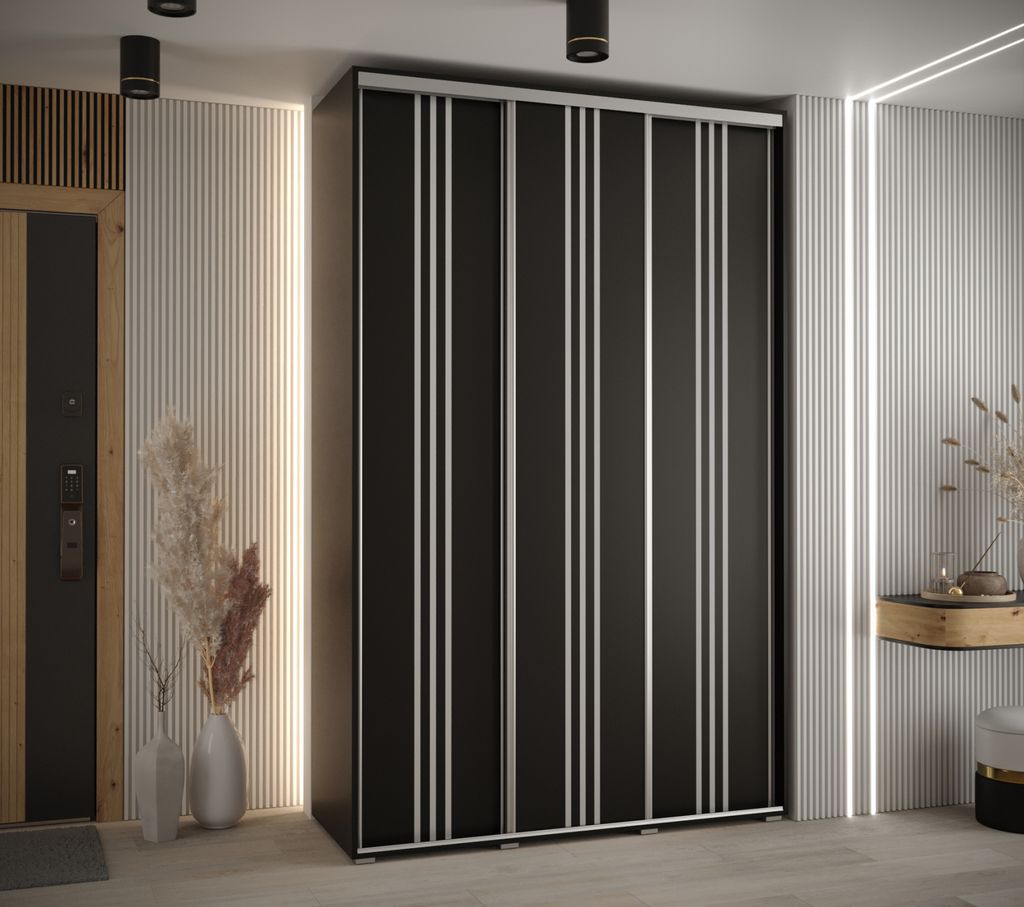 Kleiderschrank ASIRI 6 - 160/45 cm, schwarz/silber