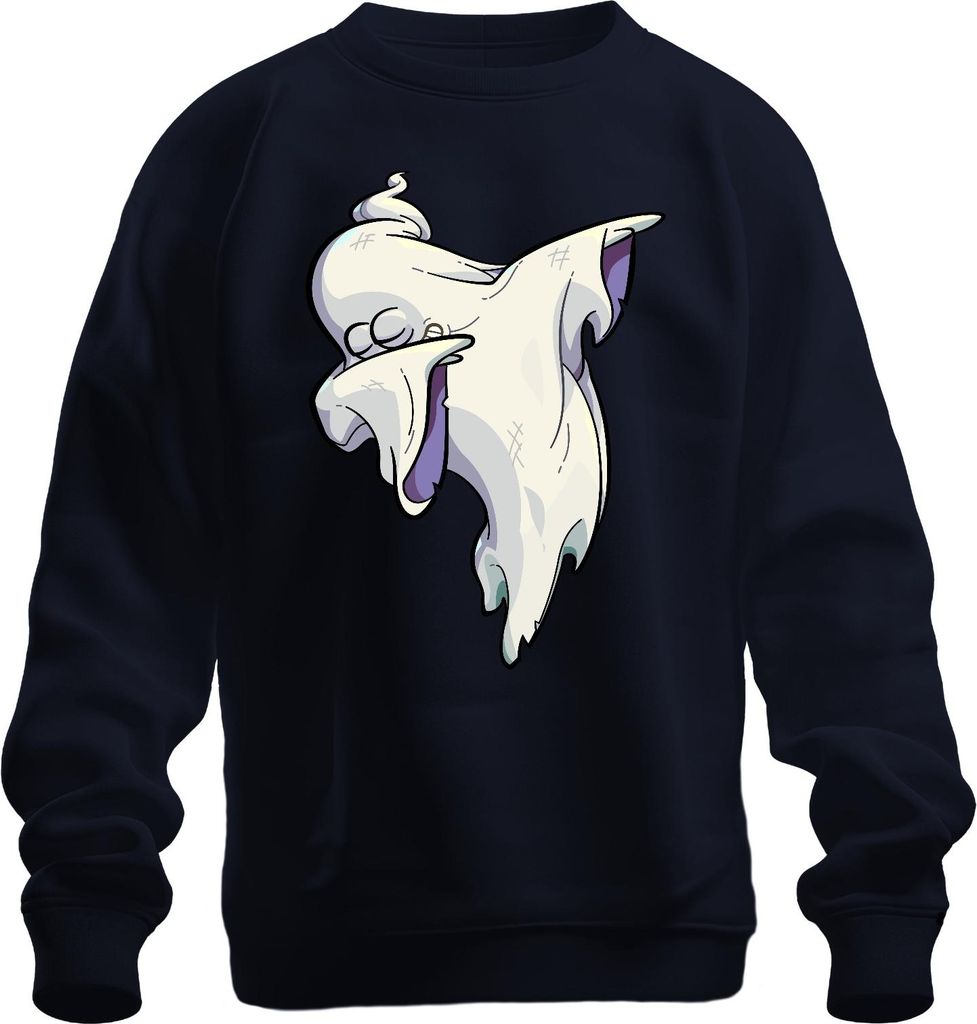 Halloween Geist Dab Cartoon Gespenst Spukhaus Gruselig Dabbing Uni Sweatshirt Pullover, Navy, XL