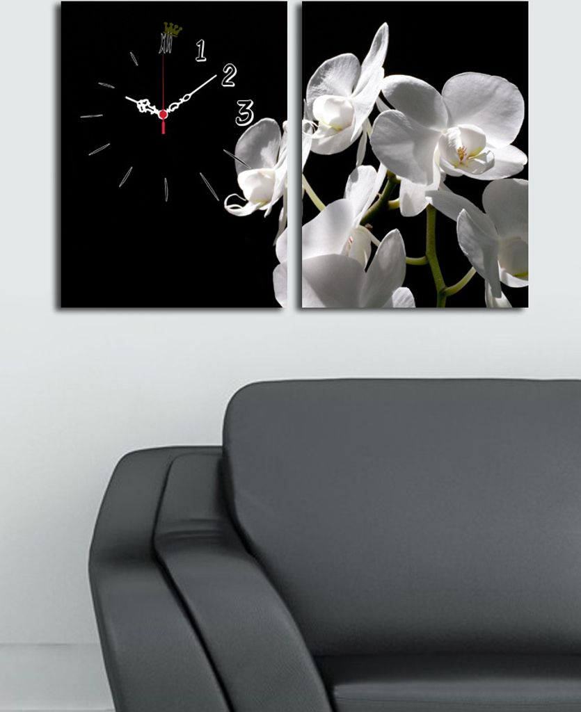 Opviq, 2P3040CSMOR- CLA2648, Bunt, Wanduhren, 64 x 40 cm, 100% Wildleder -Leinwand