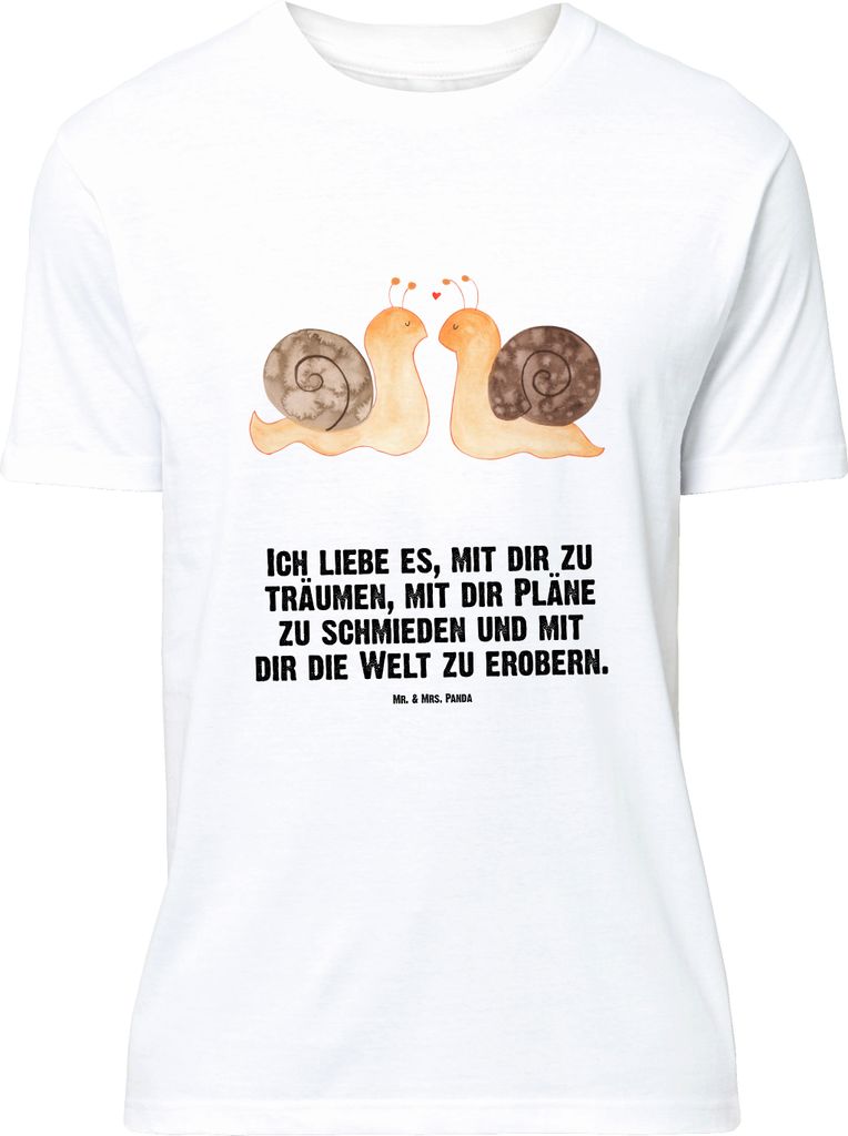 Mr. & Mrs. Panda Größe M T-Shirt Schnecken Liebe - Weiß - Geschenk, Zufrieden, Zukunft, glücklich, Freundin, mit Spruch, Verliebt, Herren, Trä...