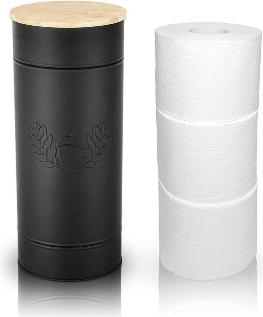 Toilettenpapieraufbewahrung - schwarz - Metall - 3 Rollen
