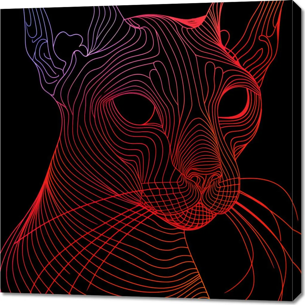 Tableau Chat Numérique 90x90 cm - Impression Haute Définition Carrée