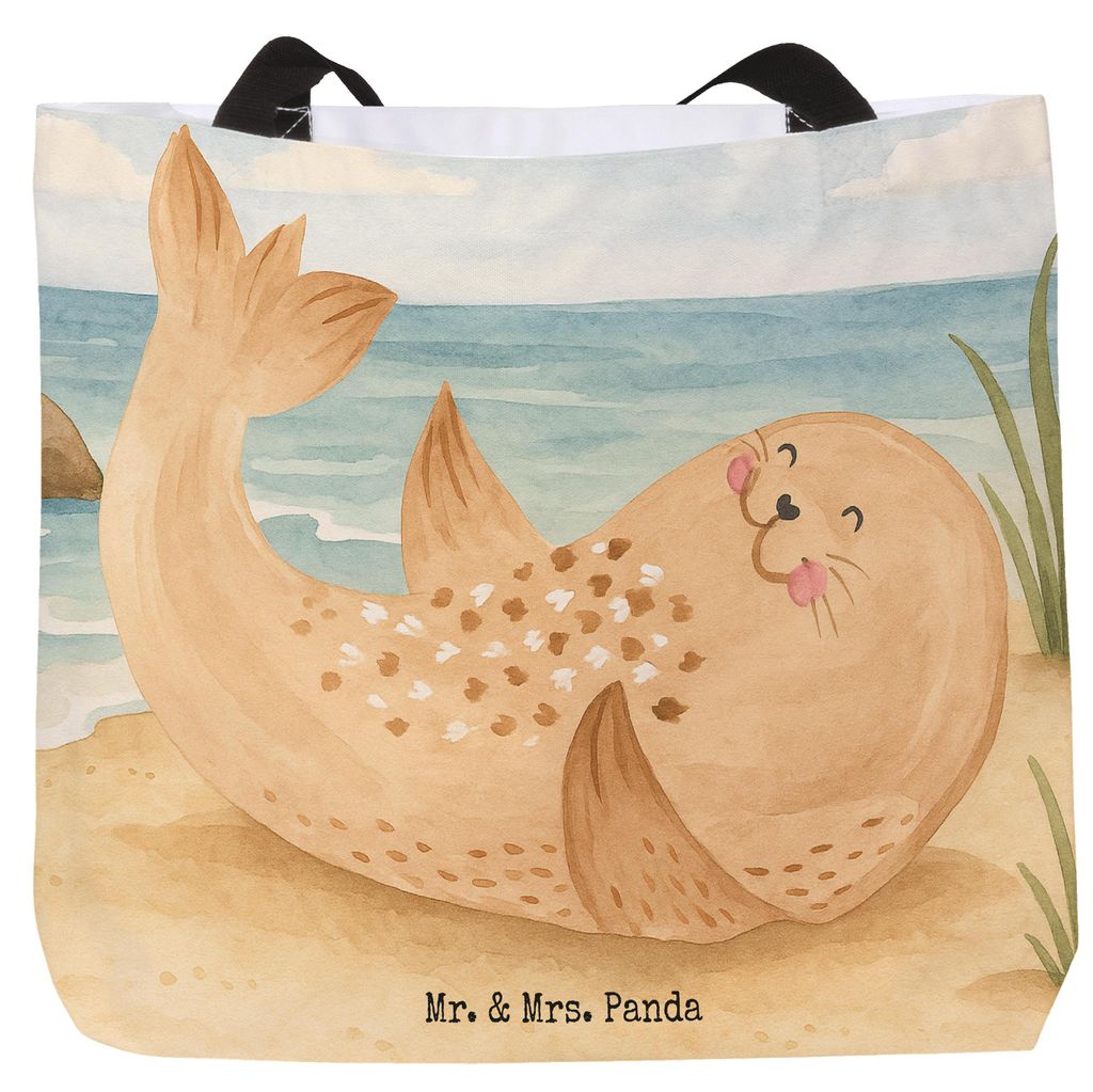 Mr. & Mrs. Panda Reisetasche Robbe Liegen Design - Weiß - Geschenk, Tasche, Gute Laune, Tote Bag, Strandtasche, Meerestier, Strand, Schultasche, N...