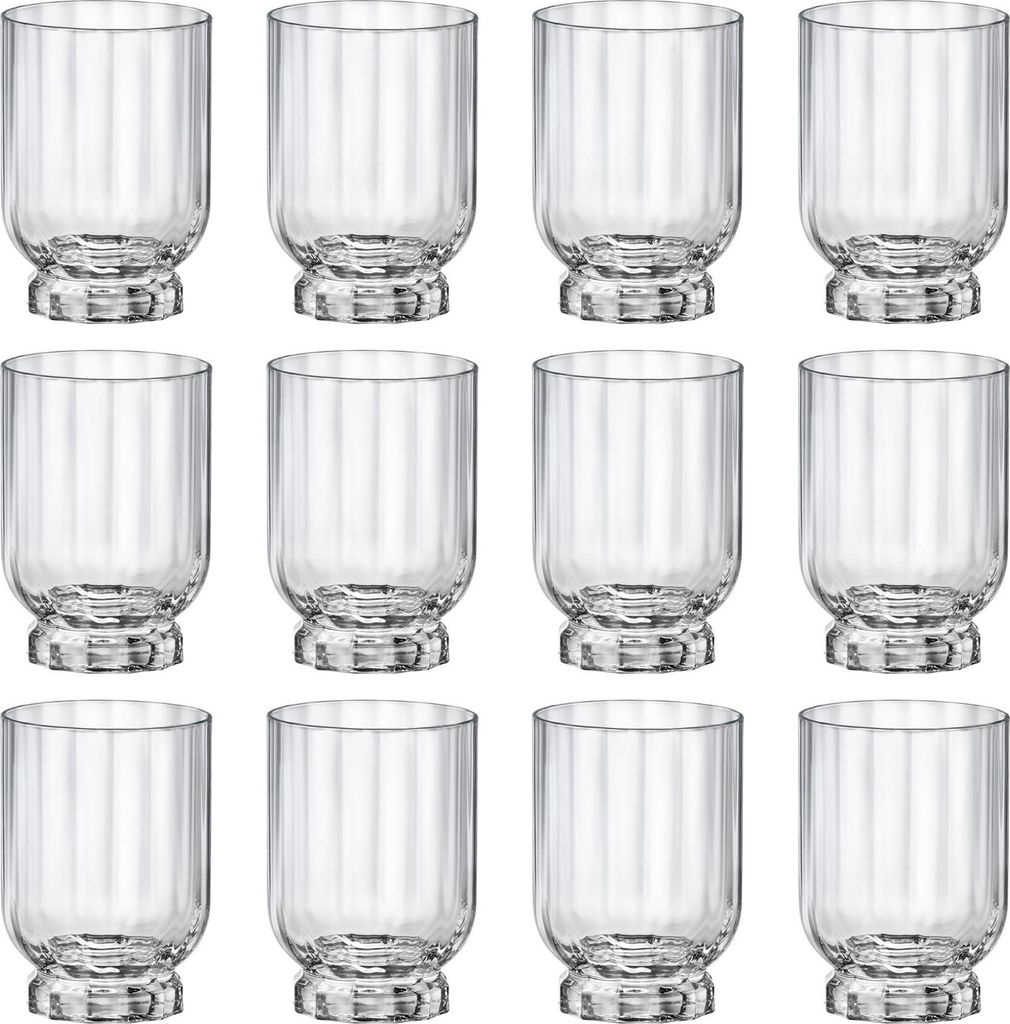 12x Klar 300ml Florian Whiskygläser - Glas Wasser Wein Whiskey Gin Saft Cocktail Trinkgläser Cup Set - von Bormioli Rocco