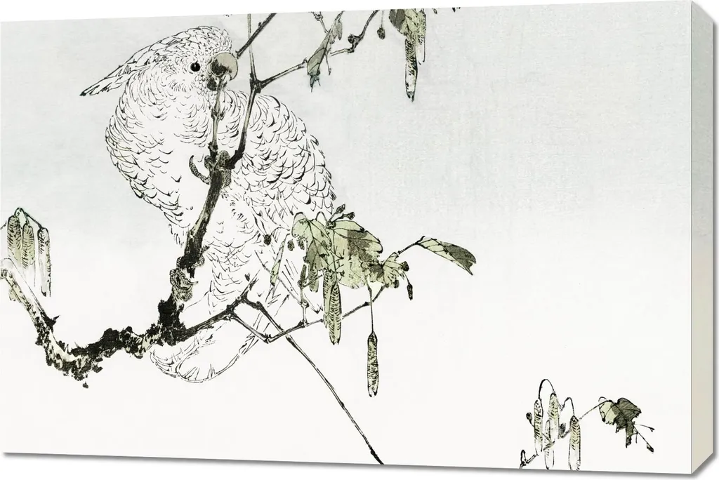 Ideale Regalo: Quadro 90x60 Cacatua Bianco Seitei Vintage Japan