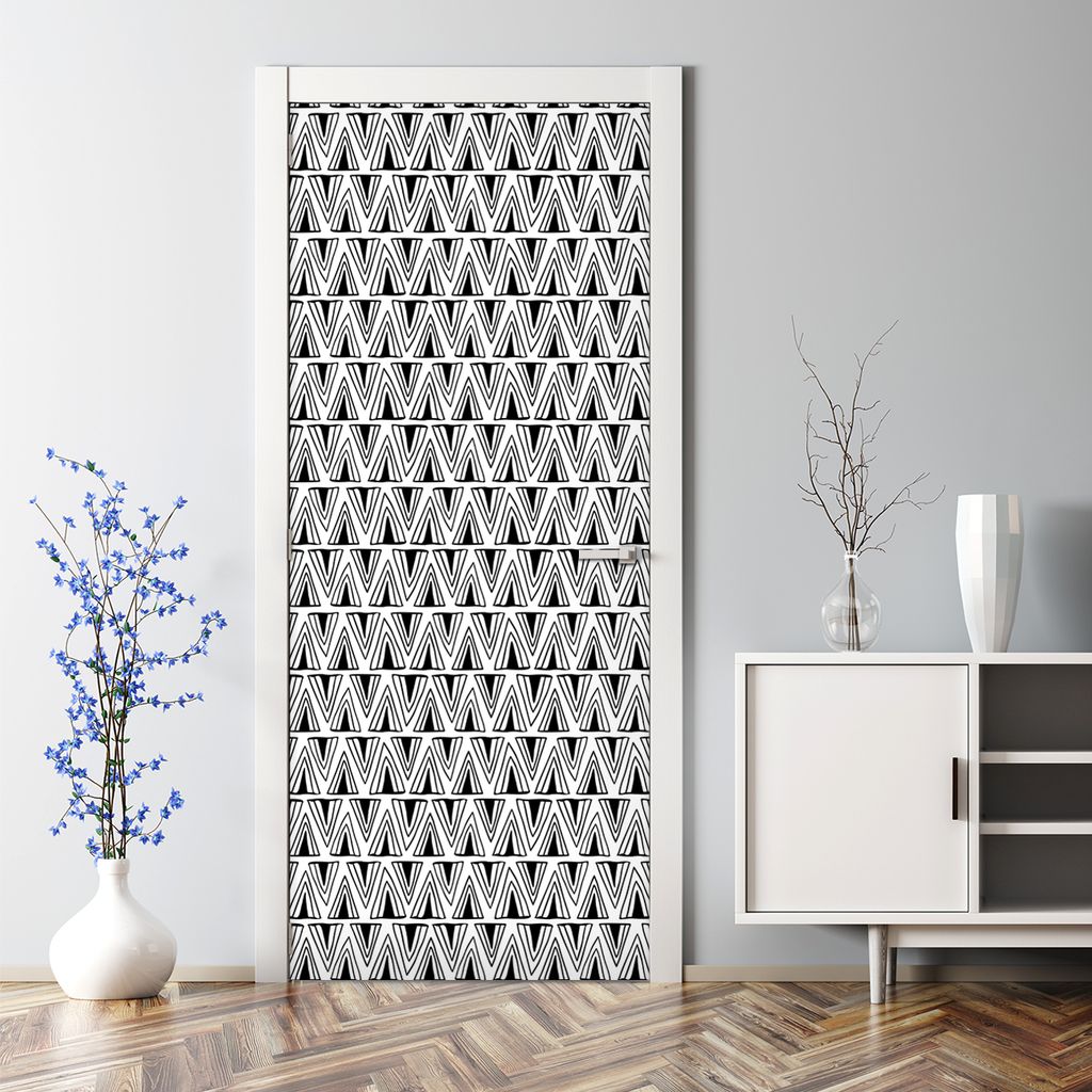 Dekorative Aufkleber selbstklebend Klebefolie Abnehmbarer Türposter Dreiecke Boho-Stil 77 x 200 cm