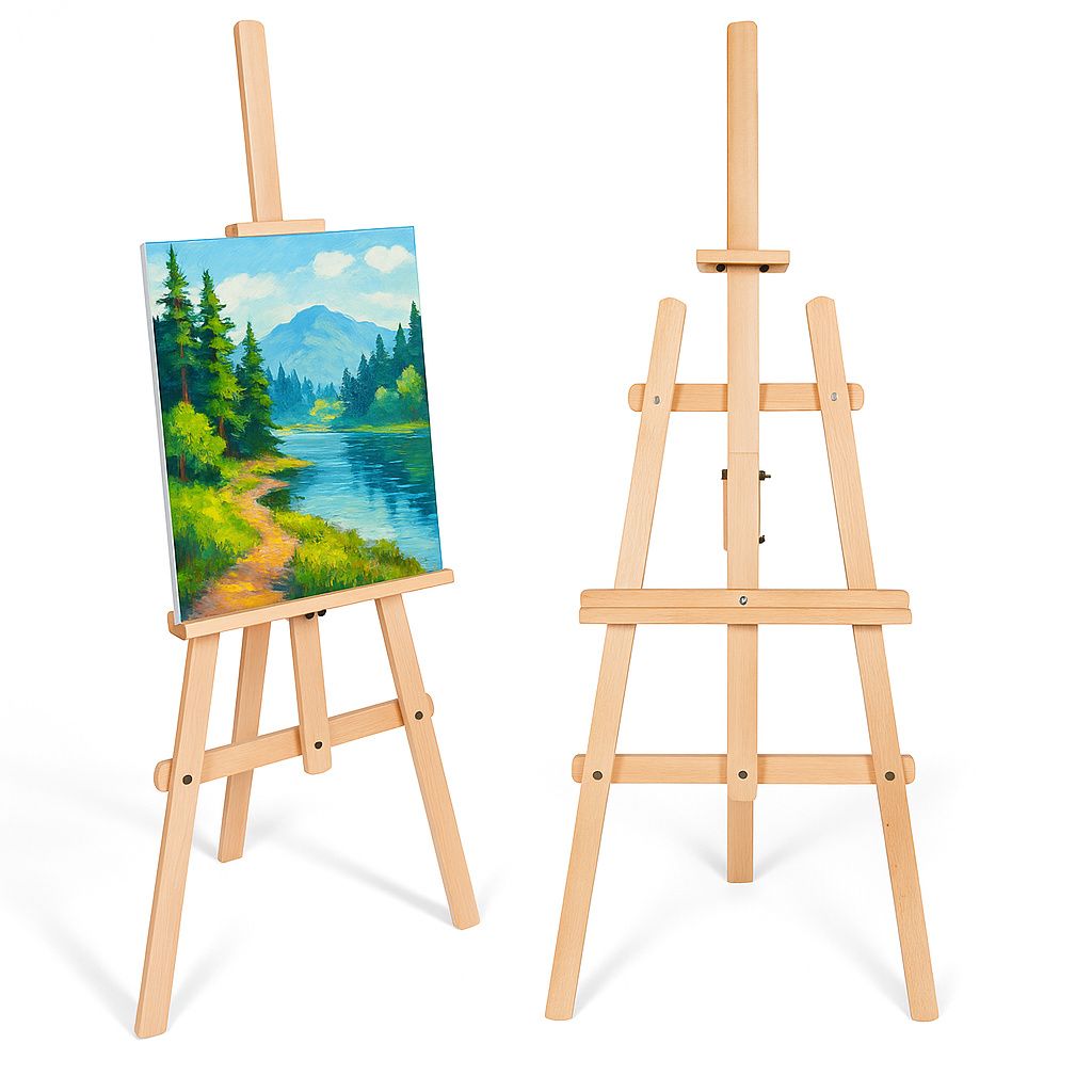 Staffelei Holz groß Kinder - Leinwand Ständer Staffeleien für Maler aus Kieferholz 180 cm höhenverstellbar ideal für Kinder & Künstler