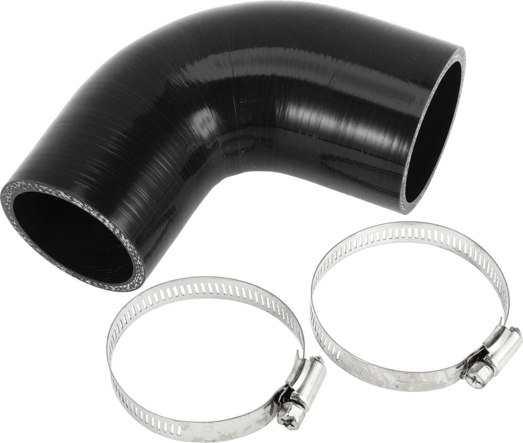 1 Satz 51mm/2.01"-57mm/2.24" ID 90mm/3.54" Länge 90 Grad Schwarzer Autosilikonschlauch mit Schellen Kühlmittelschlauch Universal