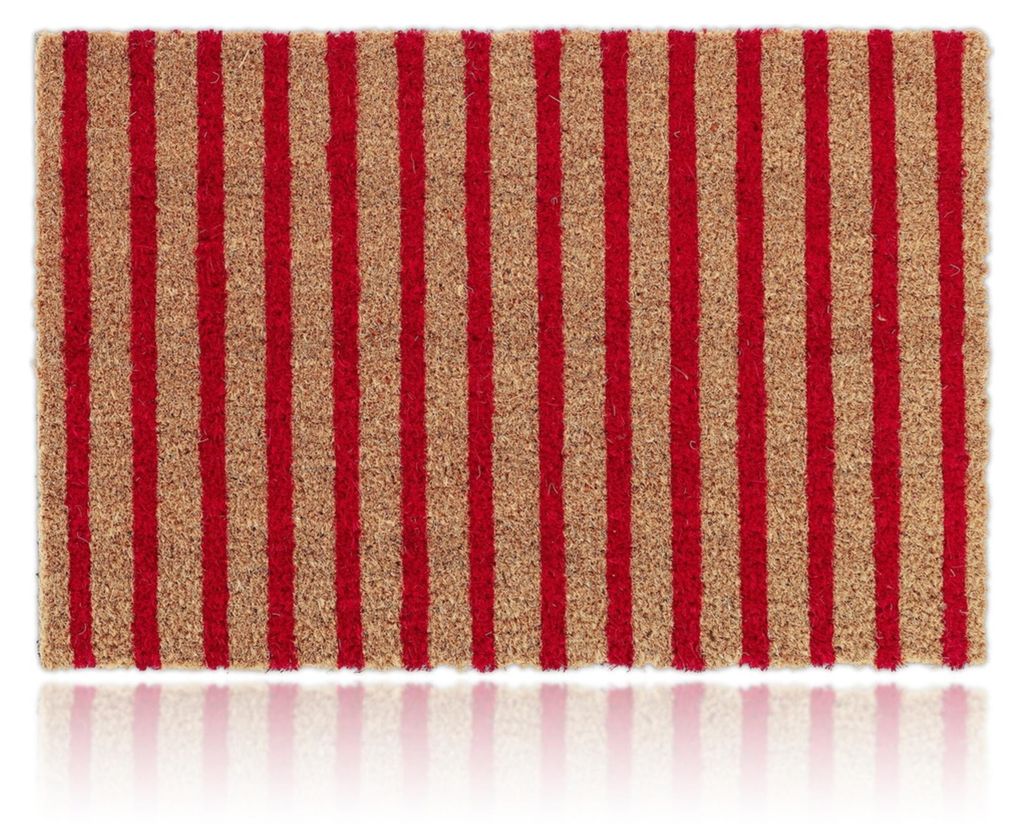 Relaxdays Fußmatte Kokos, Vorleger natur-rot gestreift, Produktbild  KI-generiertes Bild