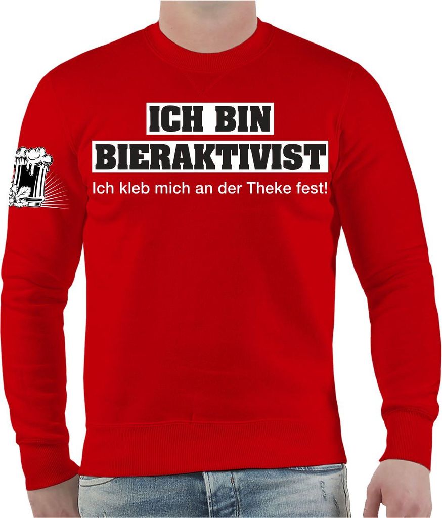 Herren Sweatshirt Bieraktivist Ich kleb mich an der Theke fest