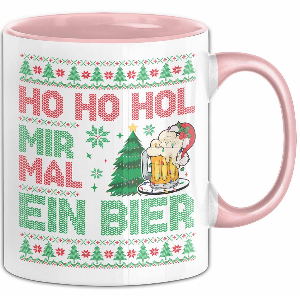 Ho Ho Hol Mir Mal Ein Bier Tasse Geschenk Ugly Tasse Geschenkidee Weihnachten Kaffee-Becher (Rosa)
