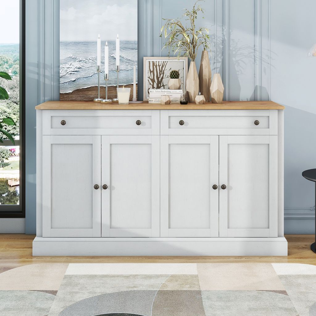 okwish Großes Sideboard Kommode Standschrank mit 4 Türen und 2 Schubladen, moderner Buffetschrank für Esszimmer und Wohnzimmer, 150 x 40 x 86 cm...