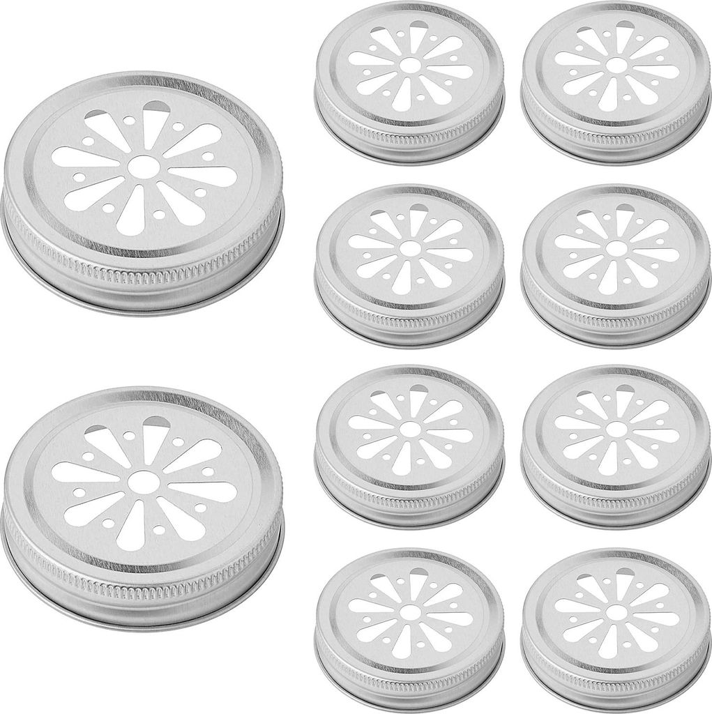 10 Stück Einmachglasdeckel, glatte Kante, leicht zu reinigen, rostfrei, Weißblech, Einmachglasdeckel, Vorratsdosendeckel, Dekoration