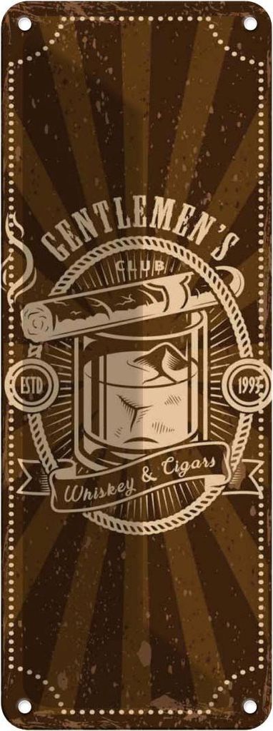 vianmo Blechschild 27x10 cm Gentlemen`s Club Whiskey & Cigars