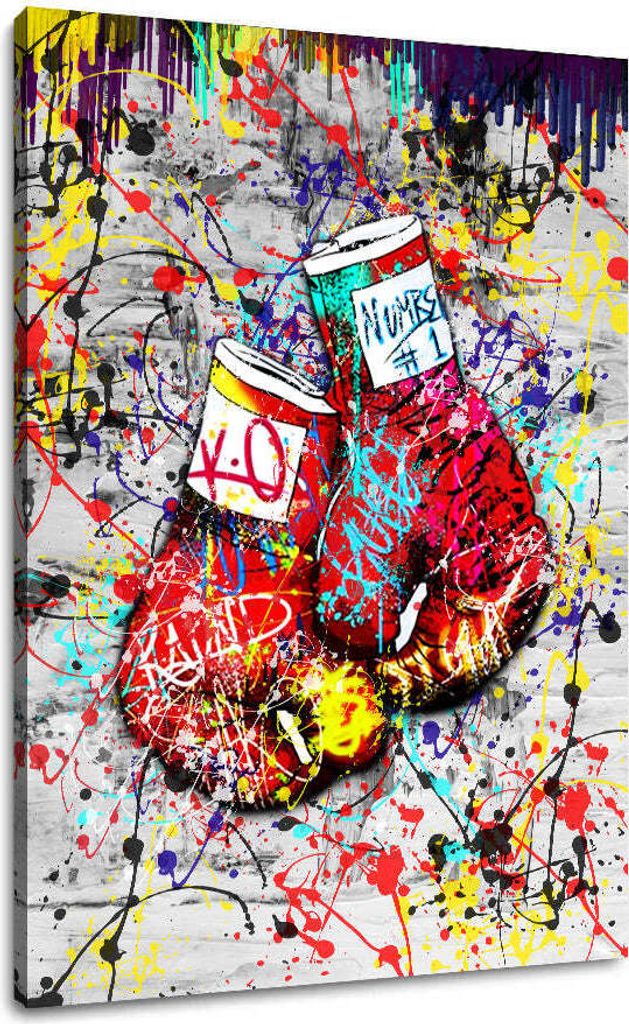 Street Art Gloves Wandbild Leinwandbild Kunst XL Deko: 60x90x2cm