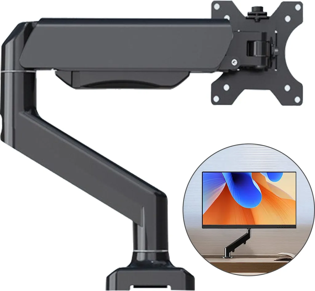 Bras de Moniteur Réglable pour Bureau Fixation Pince VESA 19-32 Pouces