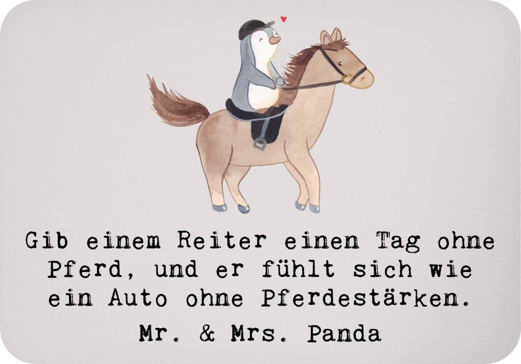 Mr. & Mrs. Panda magnet Reitsport Liebe - Grau Pastell - Geschenk, Geländereiten, Sportler, Teamsport, Sportart, zettelhalter, haftmagnet, Dressur...