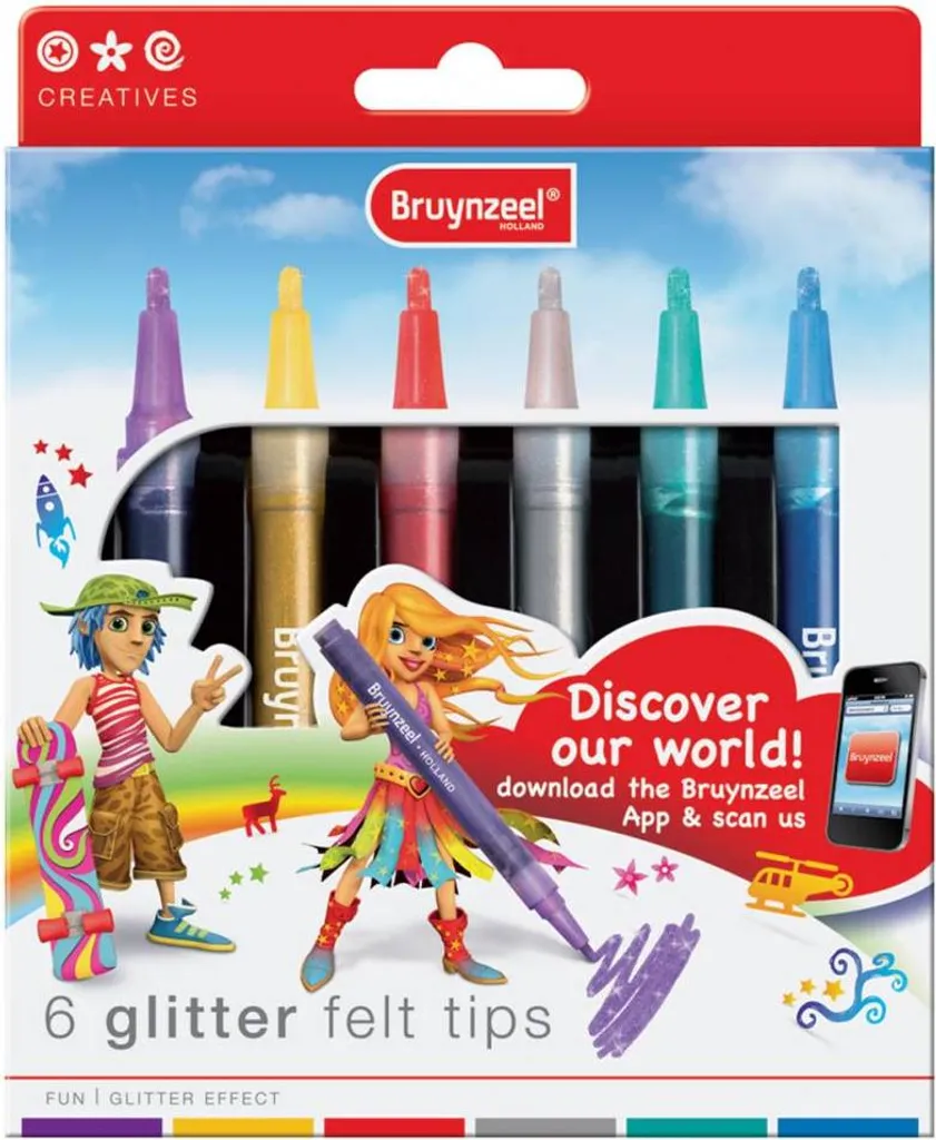 Feutres à paillettes scintillantes 6 pièces pour dessin créatif enfant