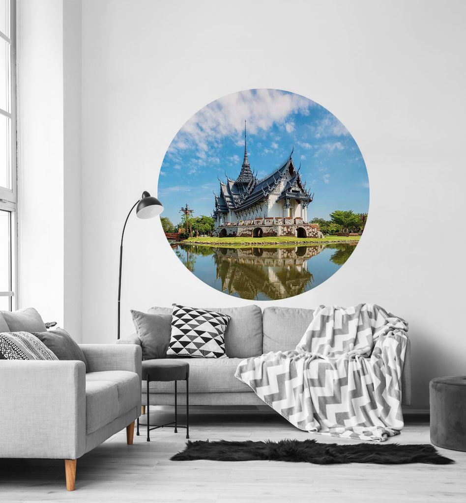 Fototapete Tempel Thailand rund, Material:Premium Vlies 150g/qm, Größe Tapete:195cm rund