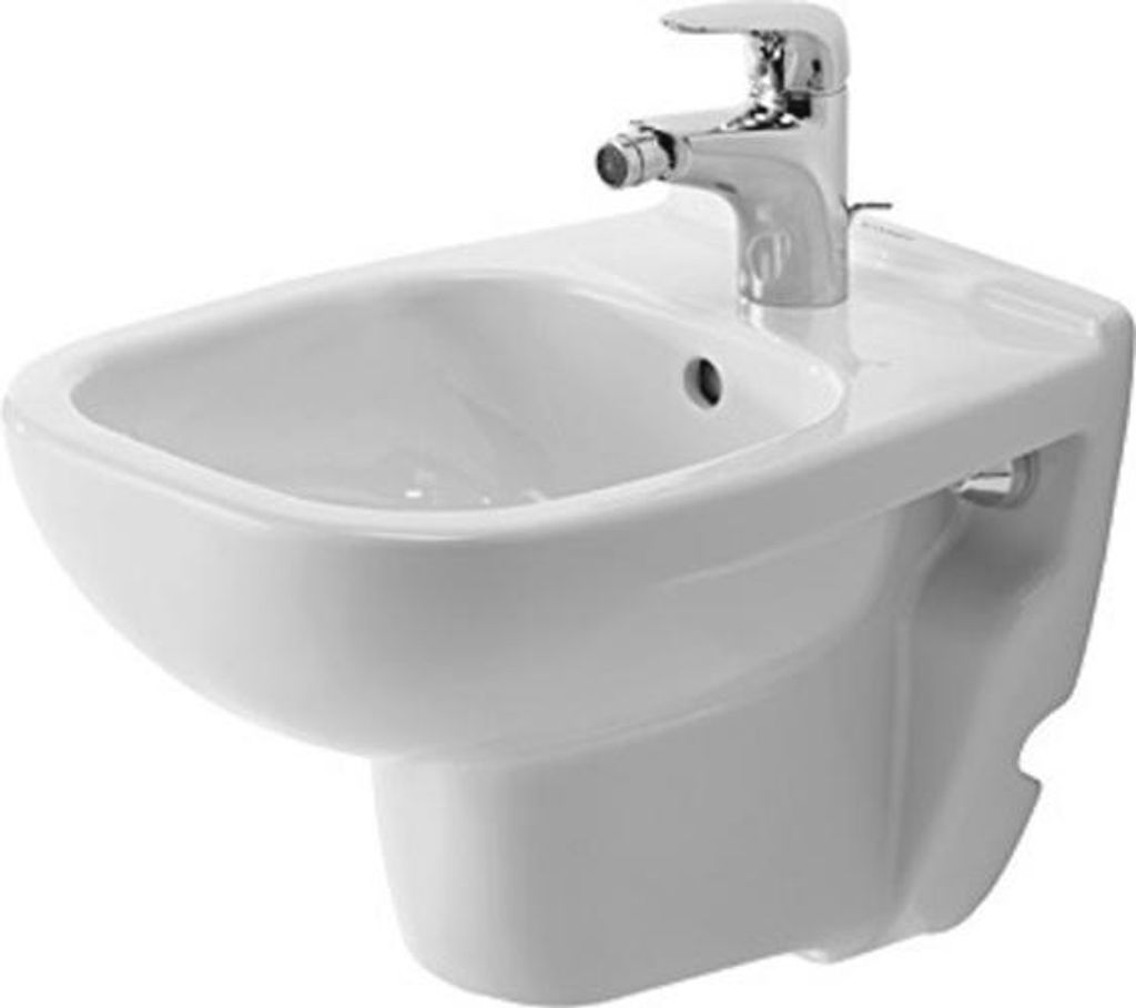Duravit Wand-Bidet COMPACT D-CODE mit Überlauf, Hahnlochbank, 350 x 480 mm, 1 Hahnloch weiß