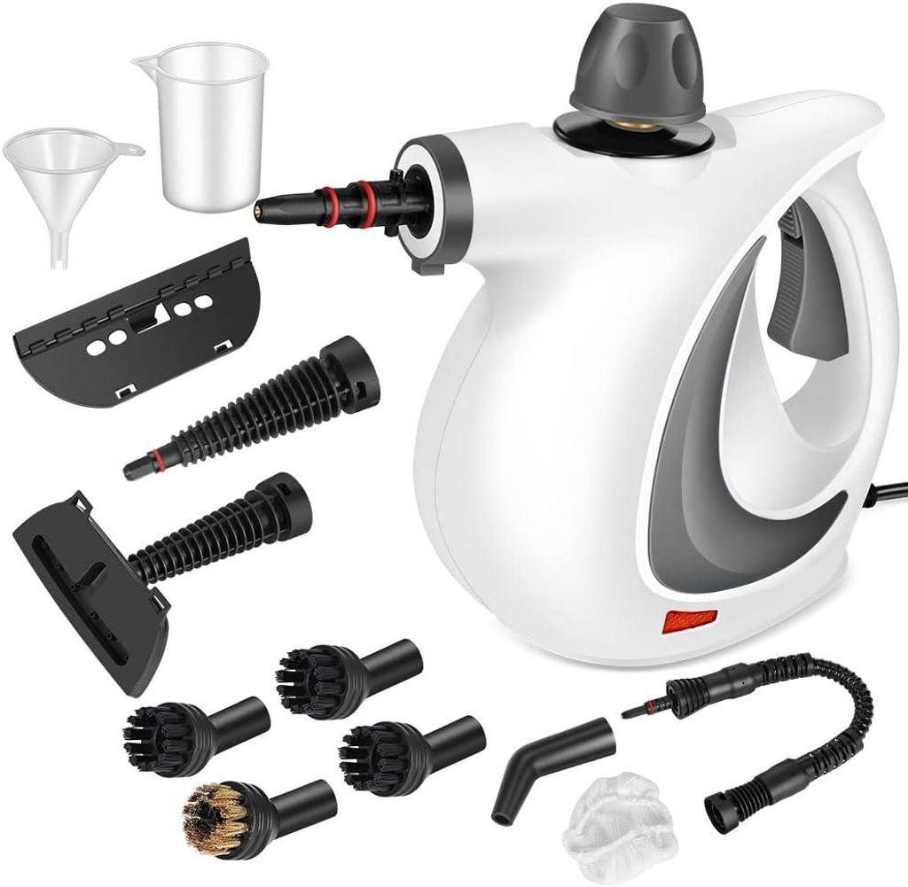 Handdampfreiniger Dampfreiniger 350ml mit 12 Zubehörteilen, 1050W Mehrzweckdampfreiniger für Böden, Fliesen, Fenster, Sofa & Haushalt