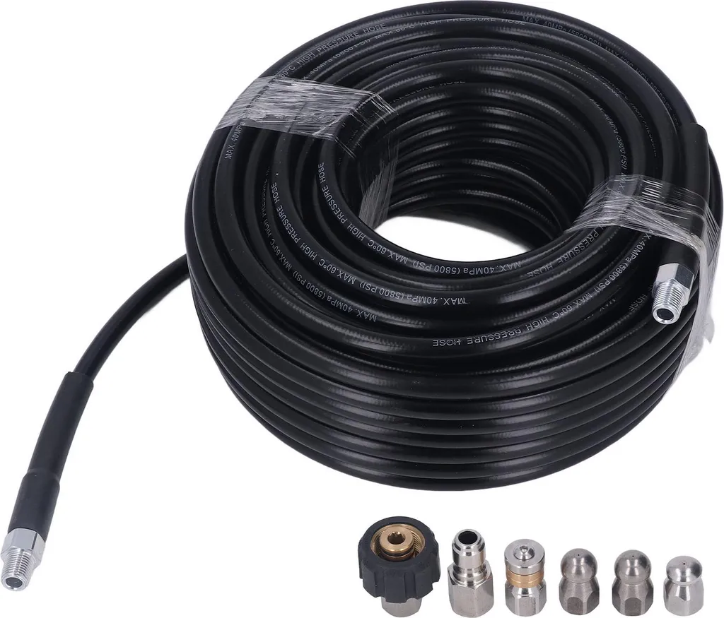 Tuyau Nettoyage Canalisation 100 FT 5800 PSI 1/4 NPT avec 2 Clés